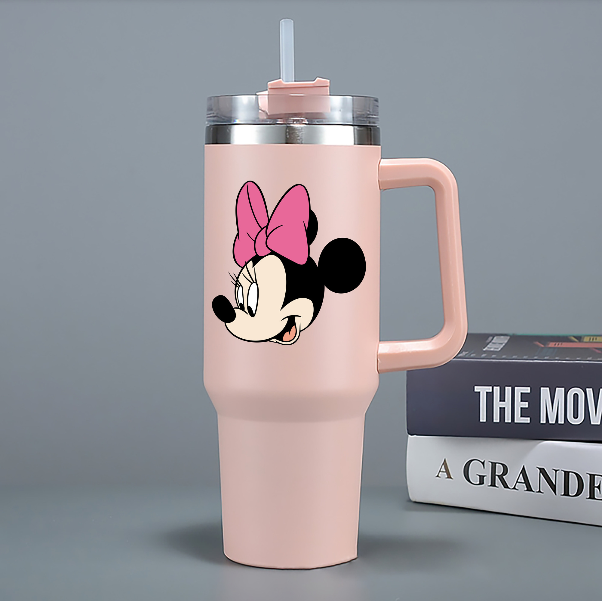 （画像用） ミッキーマウス Mickey Mouse 1200mL車用タンブラー - クリスタルステッカー（プラスチックストロー付き）